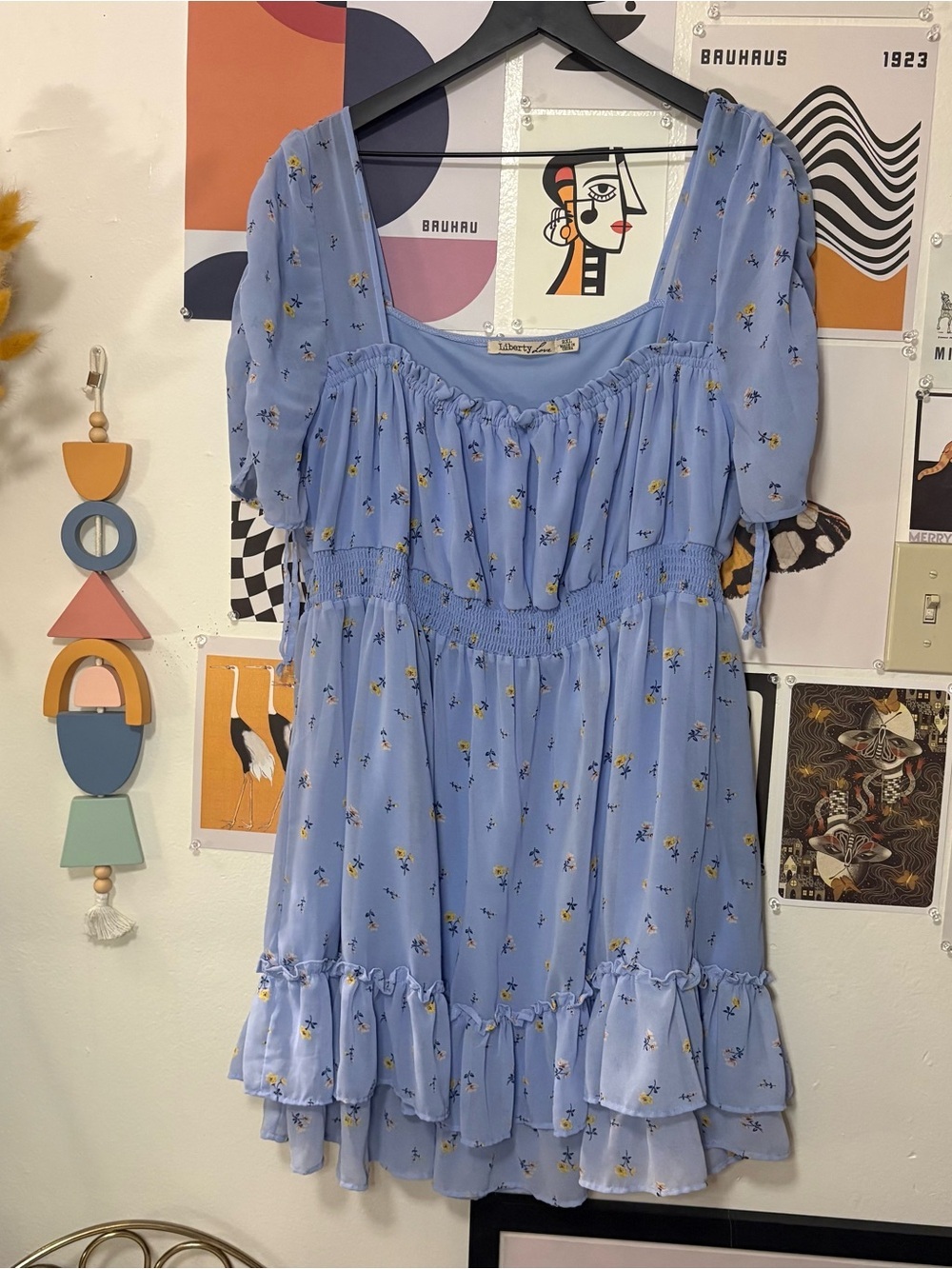 Liberty Love Baby Blue Floral Mini Dress